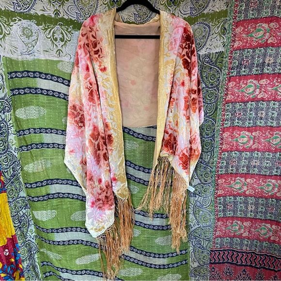 Rare Vintage Oscar de la Renta Floral Ombre Silk and Velvet Burned Out Scarf - Picture 7 of 15